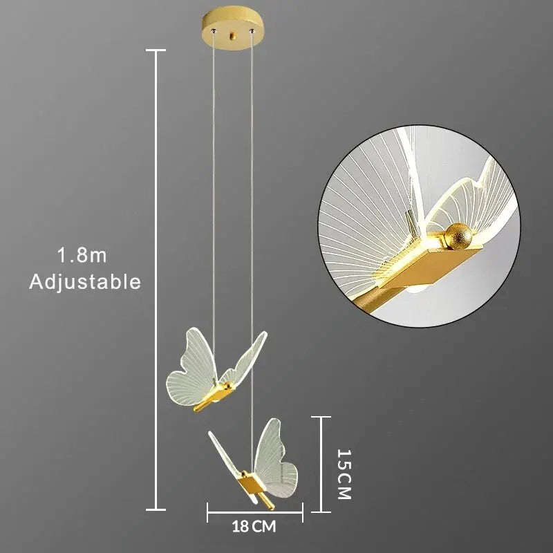 Butterfly LED Pendant Lamp Artistic Hanging Light for Bedroom, Bedside & Staircase Decor