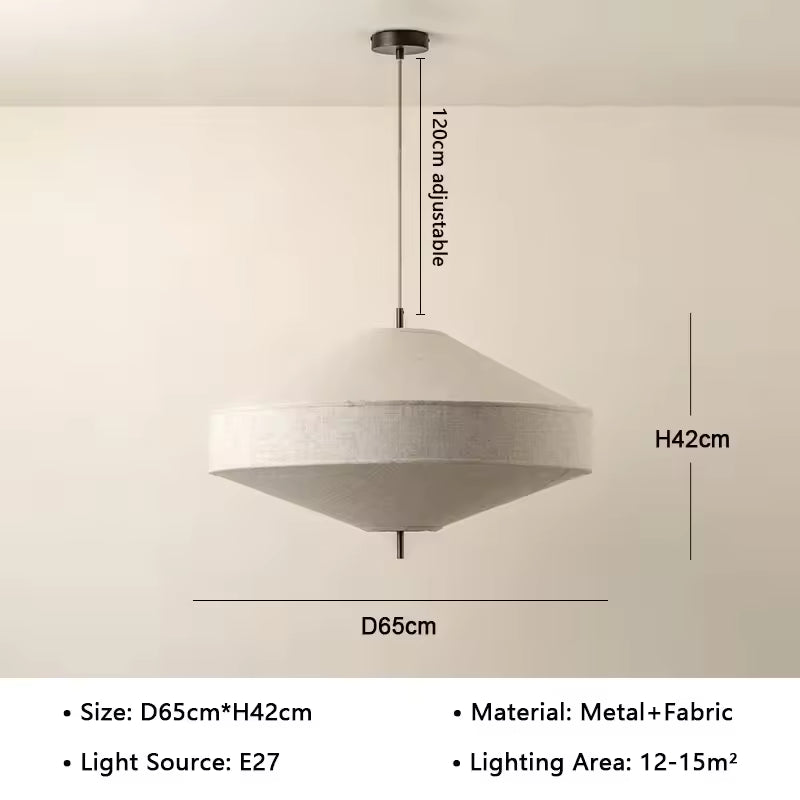 Wabi Sabi Fabric Pendant Light – Japanese UFO Lantern Chandelier for Modern Dining Rooms