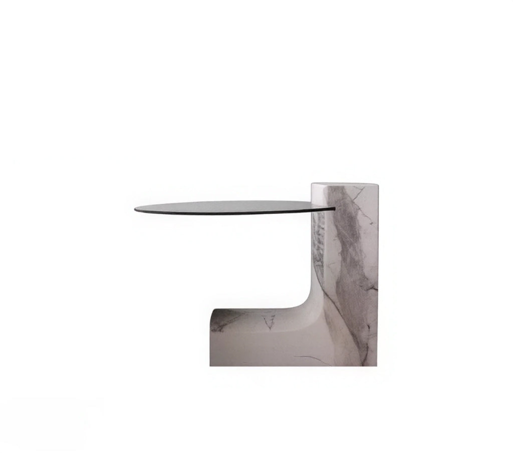 Round Top Coffee Table in Calacatta Viola & Black Marquina Marble for Living Room
