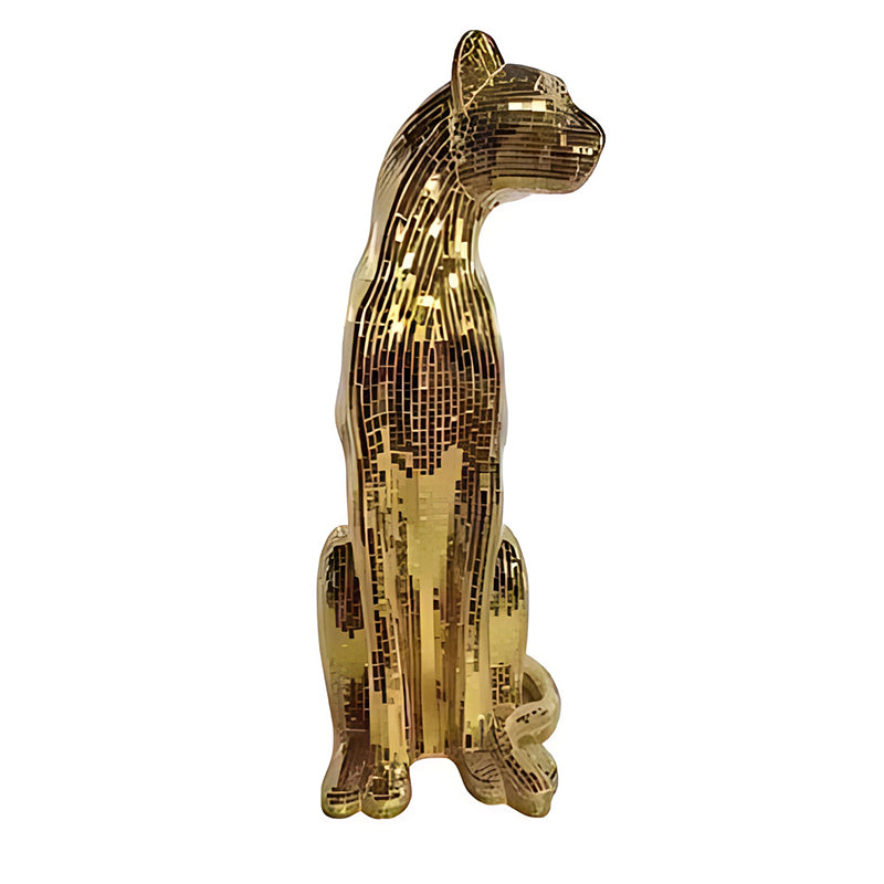 Leopard Animal Craft Statue – Glitter Glass Figurine for Home Decoration & Gift Idea
