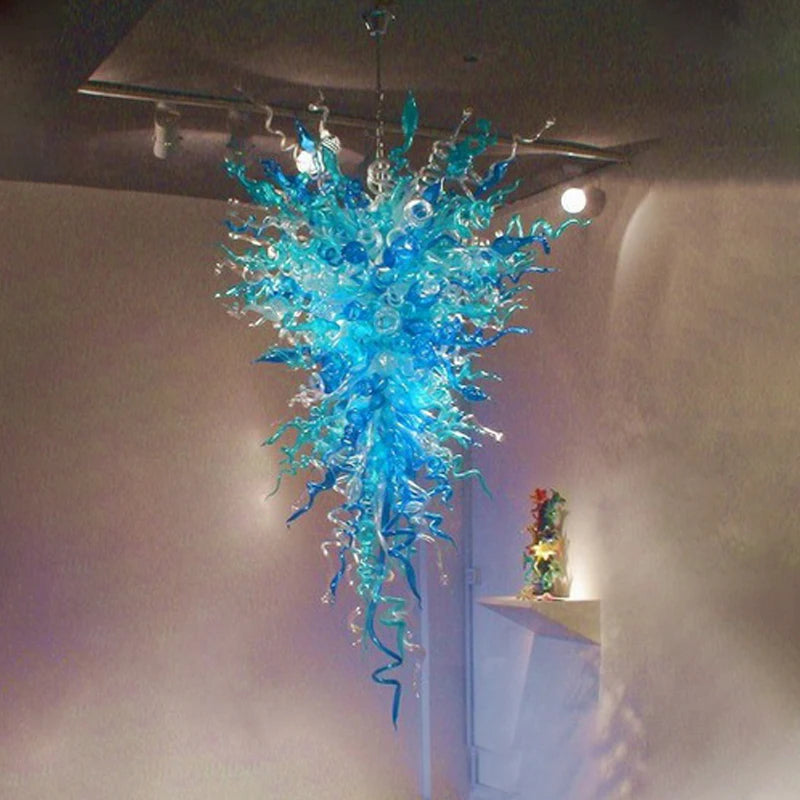 Unique Handmade Aqua Blue Glass Chandelier for Luxurious Spaces