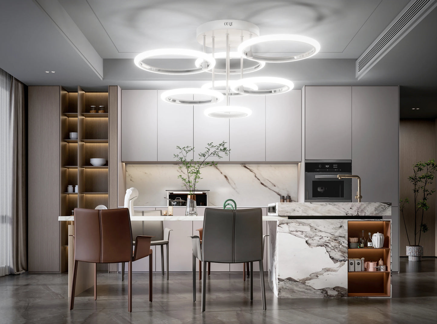 Sleek & Modern LED Ring Chandeliers Redefine Your Ceiling
