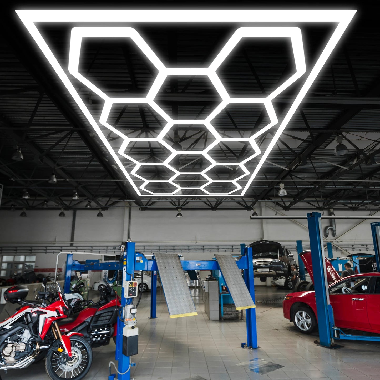 720W Hexagon LED Garage Ceiling Lights – 108,000 LM for Super Bright Illumination