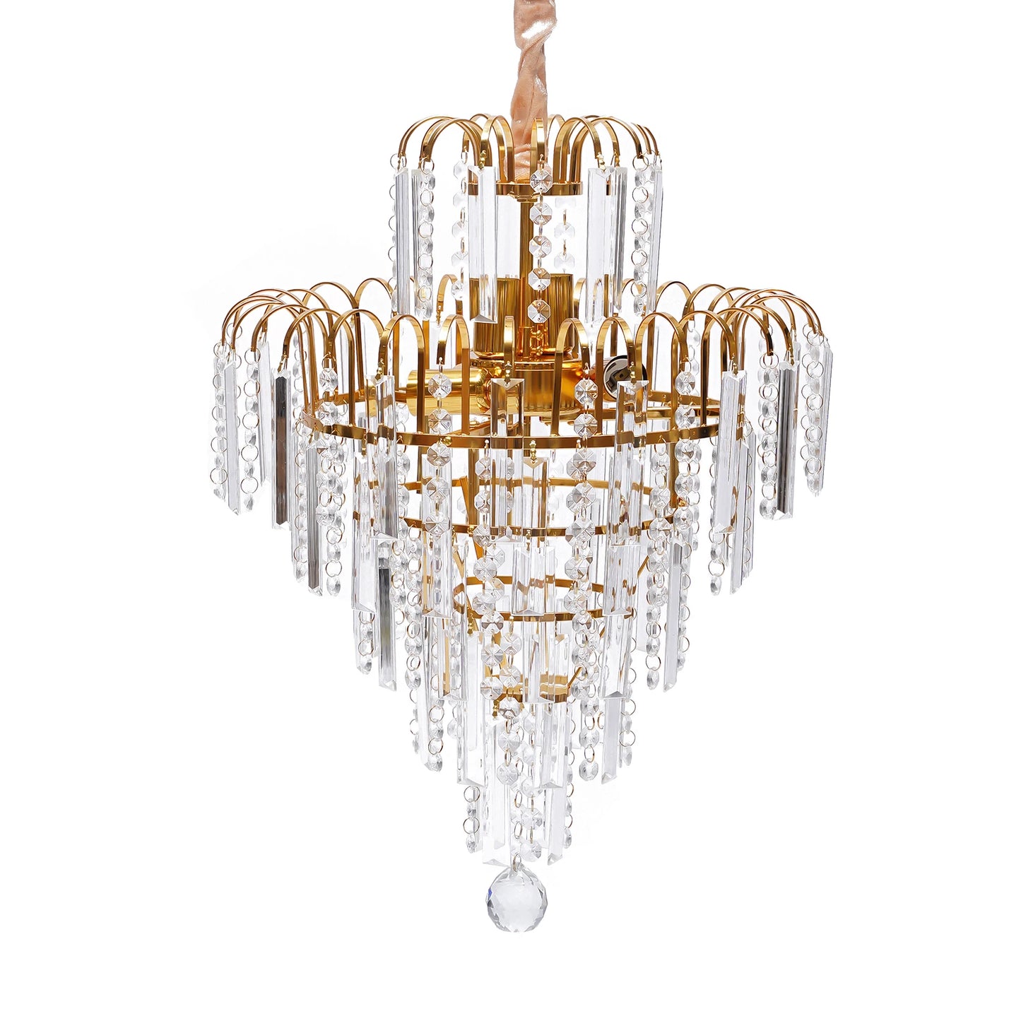 Golden Crystal Pendant Light for Dining & Living Spaces