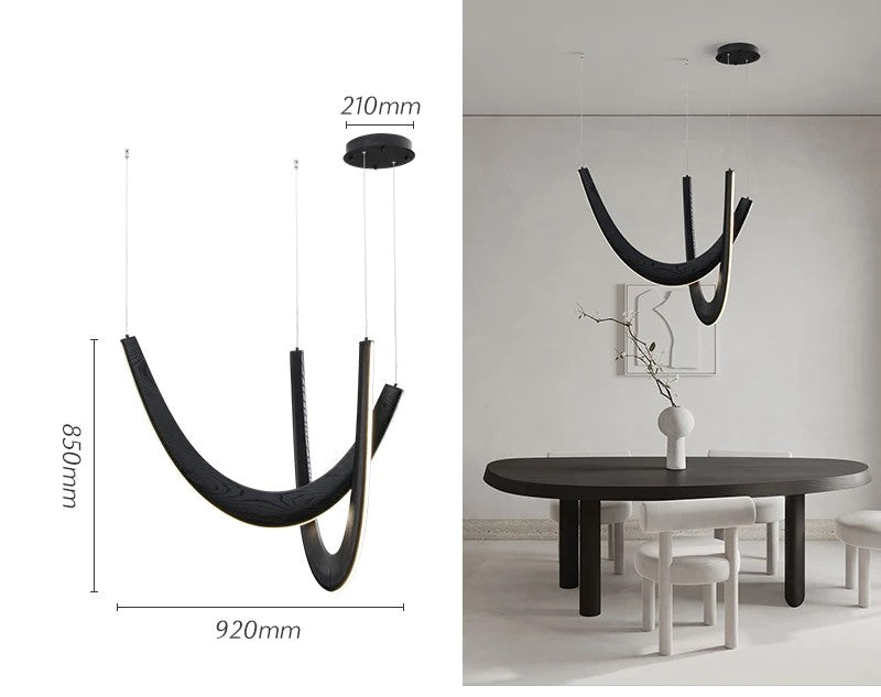 Modern U-shaped Wooden LED Pendant Lights Ideal for Kitchen, Dining & Lobby Lighting