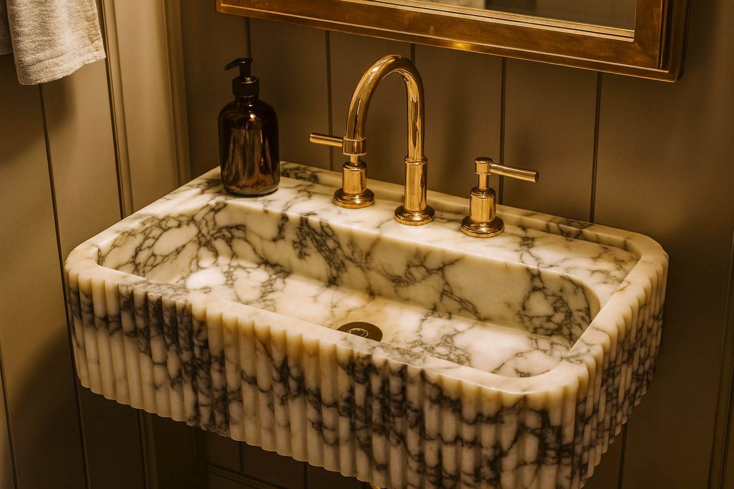 Hand Polished Carrara Marble Square Sink 30mm Thick Vanity Bathroom Basin