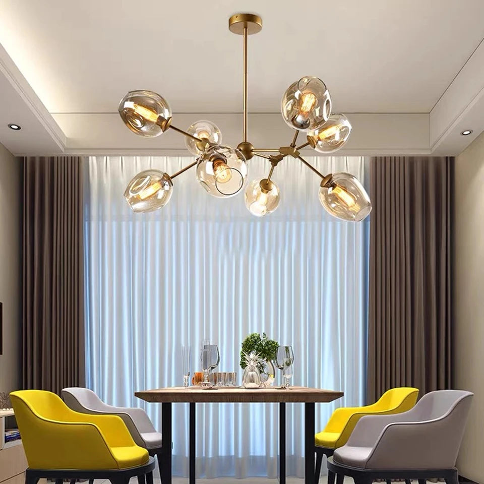 Gold & Black Modern LED Chandelier – Statement Lighting for Your Home