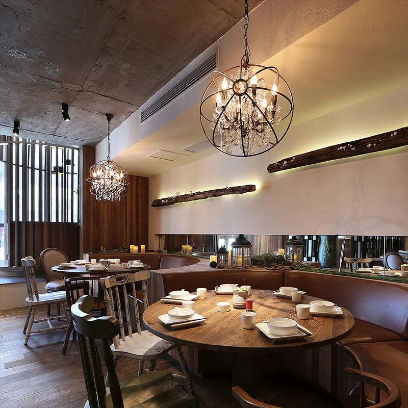ORB Chandelier & LED Bar Light for Farmhouse Kitchen & Loft Decor
