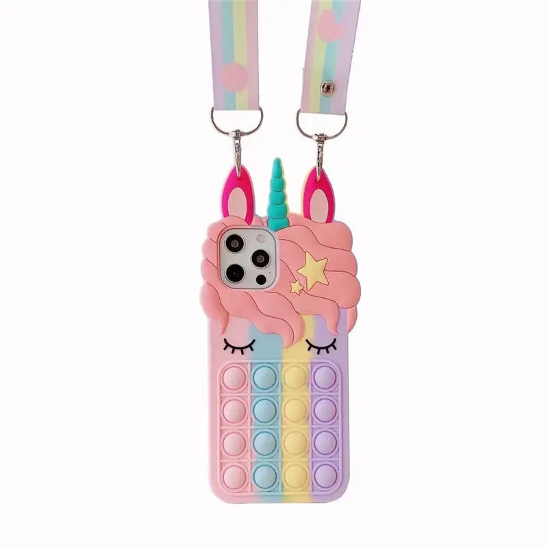 iPhone Case With Autism Sensory Fidget Strap For 16 , 16 Pro, 16 Plus, 16 ProMax, 11-15 Pro Max, XS, XR, 8, 7 - Adorably Functional!