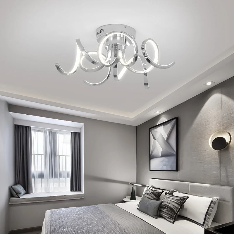 Chrome Lustre Ceiling Light with Remote for Ultimate Convenience