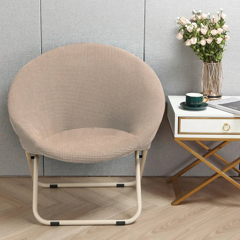 Round Moon Saucer Chair Cover Polyester Elastic Solid Lazy Folding Outdoor Camping Chair Cover