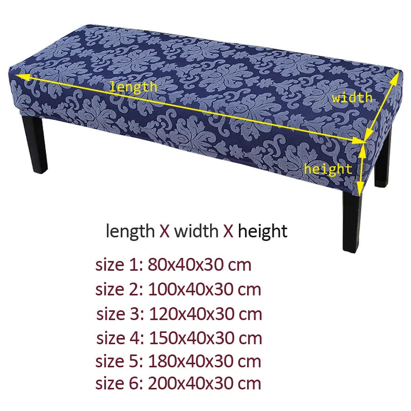 Luxury Jacquard Long Bench Printed Elastic Cover Furniture Decoration