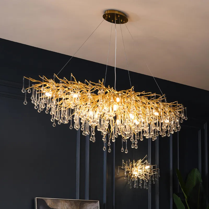 Luxury Crystal Golden Branch Chandelier for Living Room, Hotel & Lobby