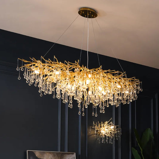 Luxury Crystal Golden Branch Chandelier for Living Room, Hotel & Lobby