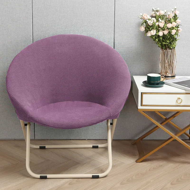 Round Moon Saucer Chair Cover Polyester Elastic Solid Lazy Folding Outdoor Camping Chair Cover