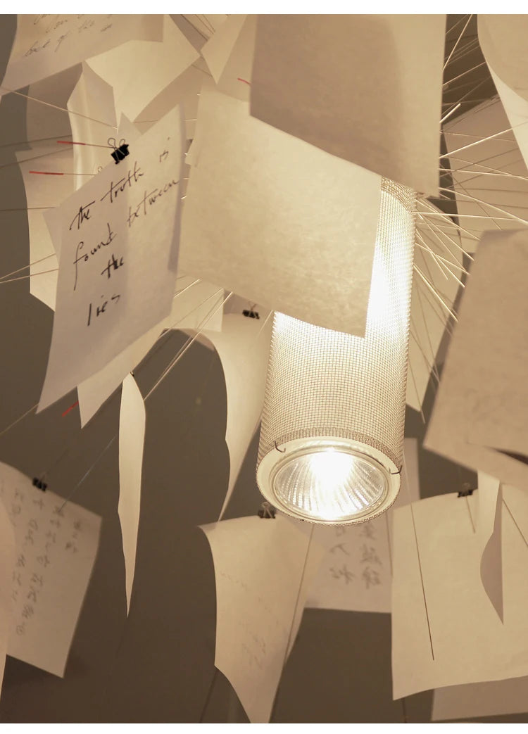 Postmodern Chrome Paper Chandelier for Living Rooms & Bedrooms