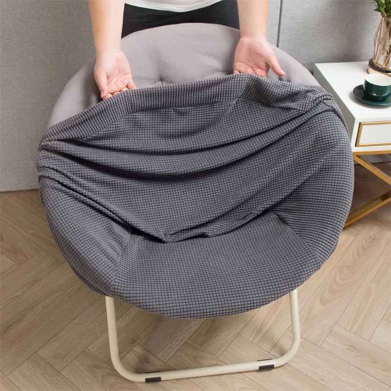 Round Moon Saucer Chair Cover Polyester Elastic Solid Lazy Folding Outdoor Camping Chair Cover