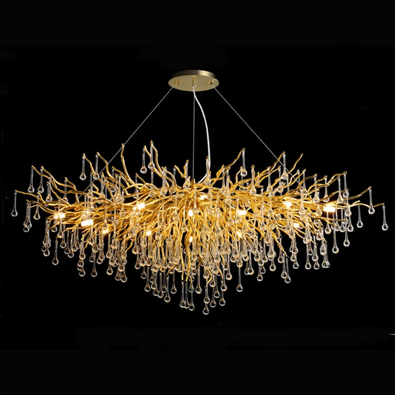 Luxury Crystal Golden Branch Chandelier for Living Room, Hotel & Lobby