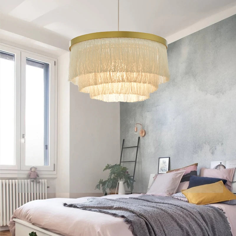 Dreamy Cotton Thread Chandelier Perfect for Weddings & Elegant Indoor Spaces