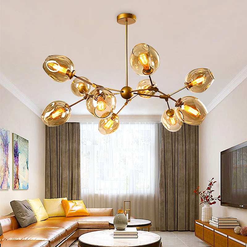Gold & Black Modern LED Chandelier – Statement Lighting for Your Home