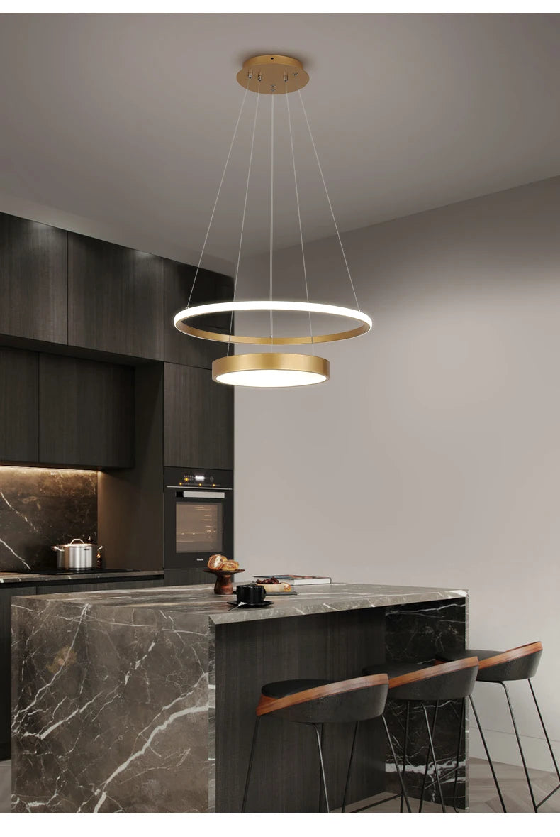 Stylish Gold Ring Chandelier Perfect for Dining Rooms & Offices