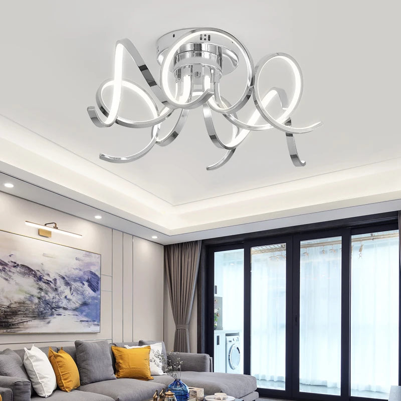 Chrome Lustre Ceiling Light with Remote for Ultimate Convenience