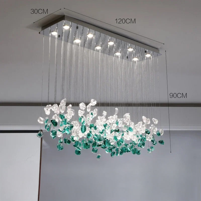 Modern Stone Glass Chandeliers Elegant Pendant Lights for Dining Room, Villa & Home Decor