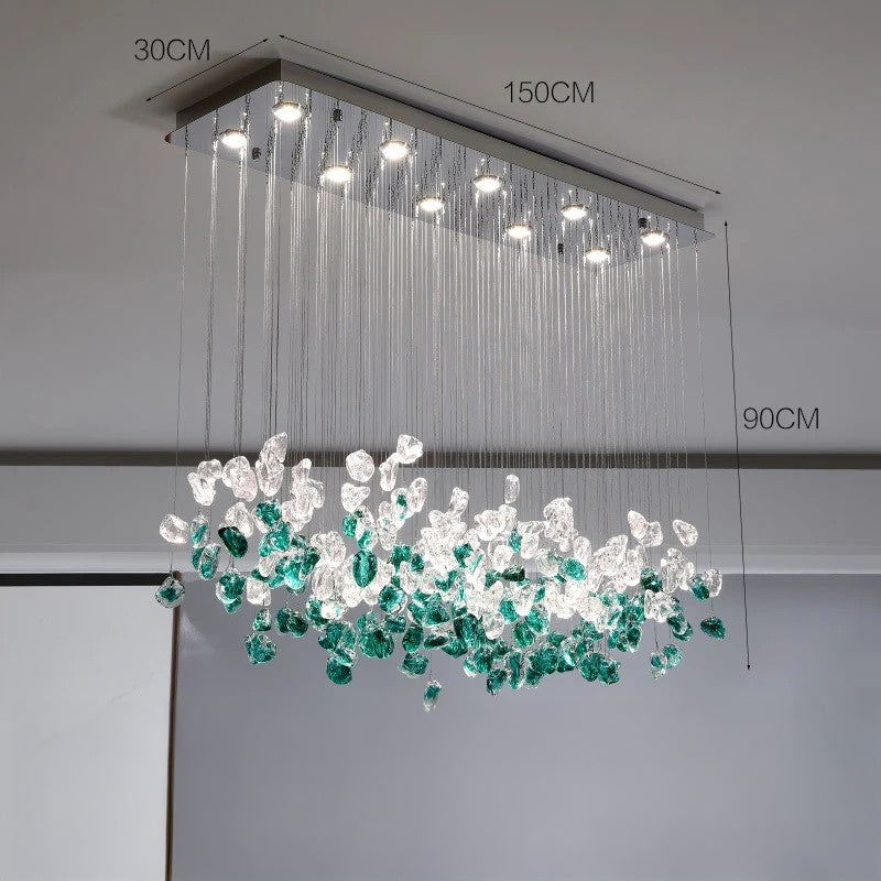 Modern Stone Glass Chandeliers Elegant Pendant Lights for Dining Room, Villa & Home Decor