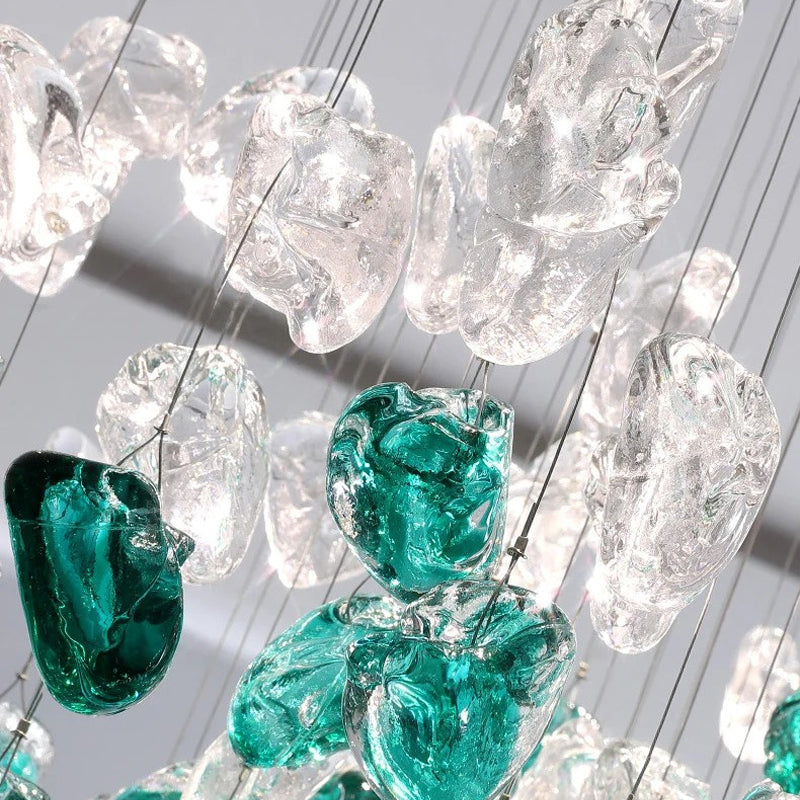 Modern Stone Glass Chandeliers Elegant Pendant Lights for Dining Room, Villa & Home Decor