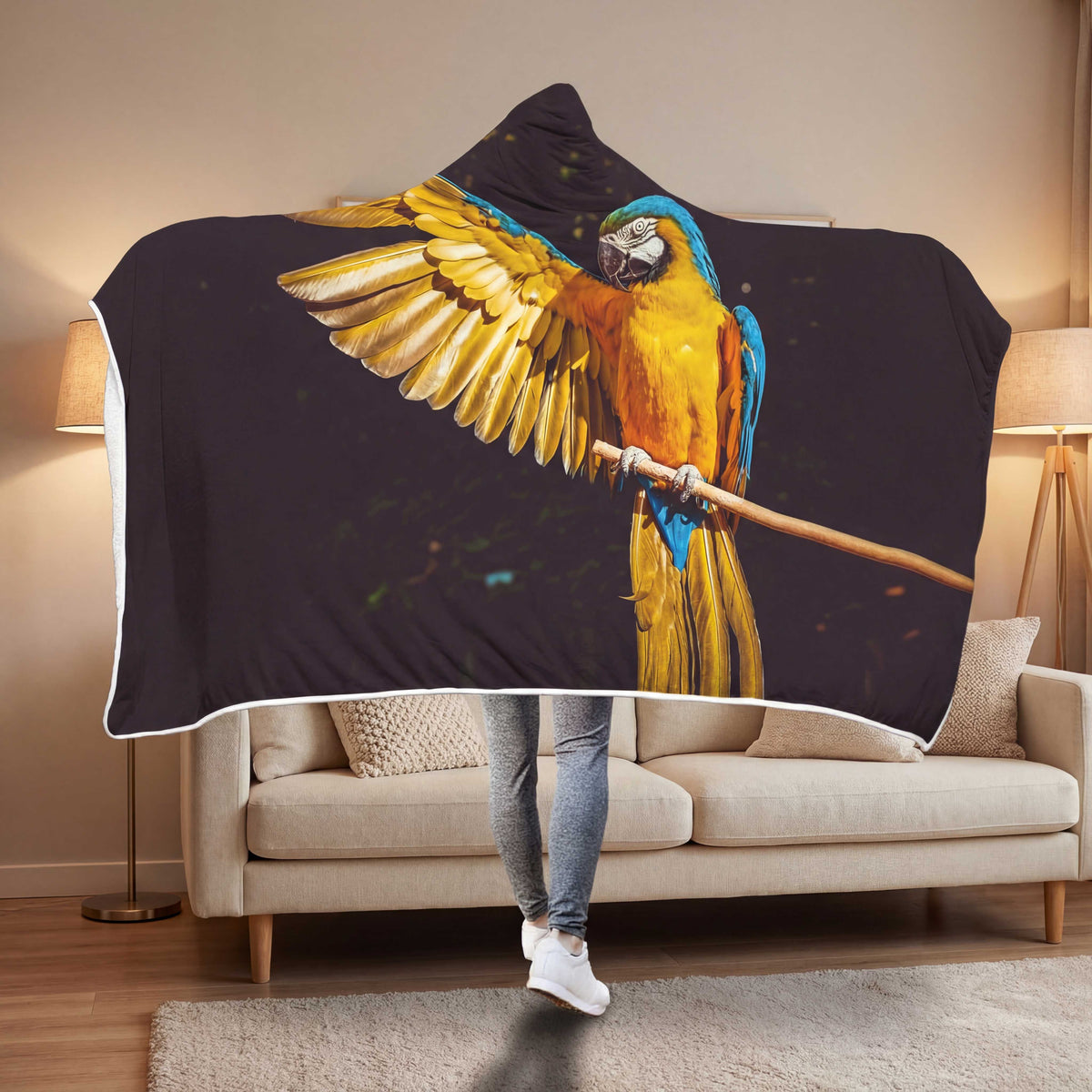 Beautiful Parrot Hooded Blanket