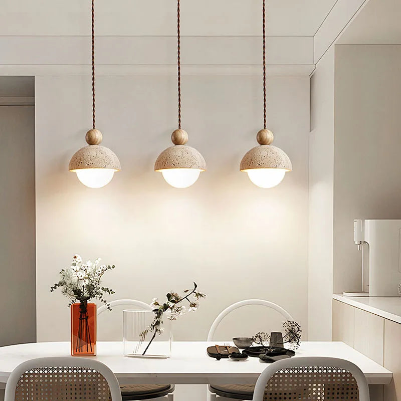 Unique Semi Circular Design Yellow Stone LED Chandelier for Cozy Interiors