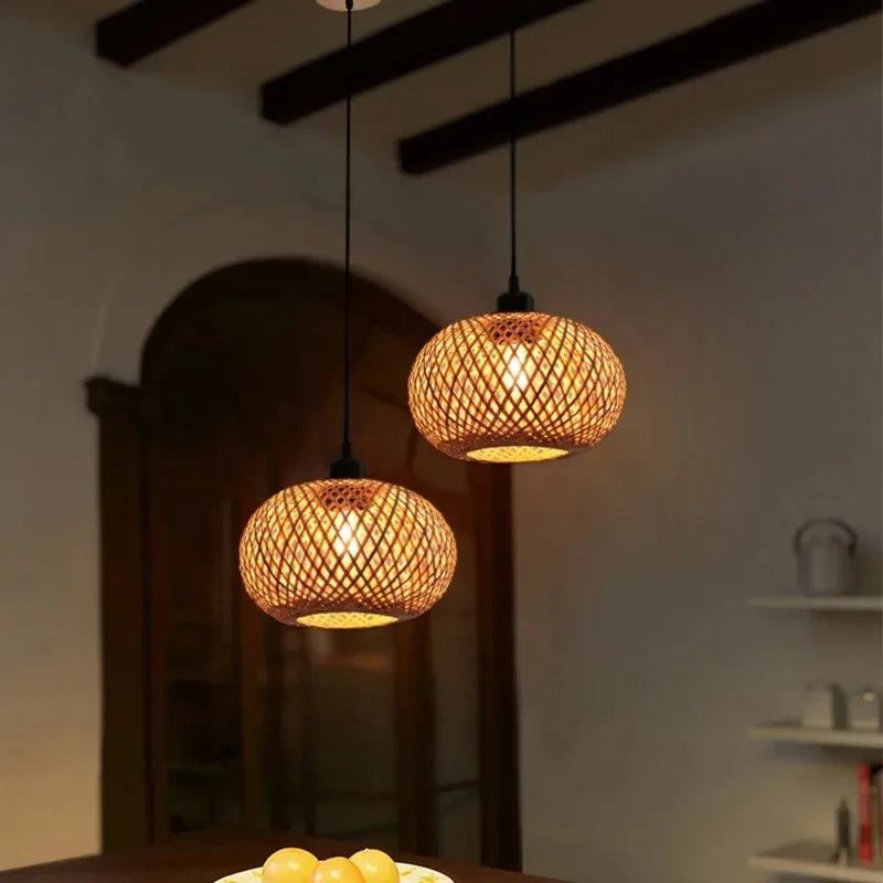 Handmade Bamboo Hanging Light Perfect for Dining Rooms, Bedrooms & More