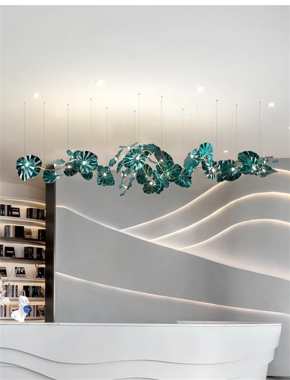 Glowing Forest Green Leafs Pendant Lights for interior and living room, restaurant decor