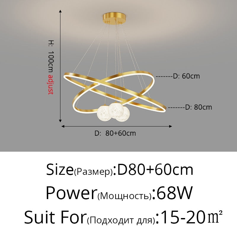 Modern Minimalist LED Ceiling Chandelier for Living Room, Bedroom, or Dining Room