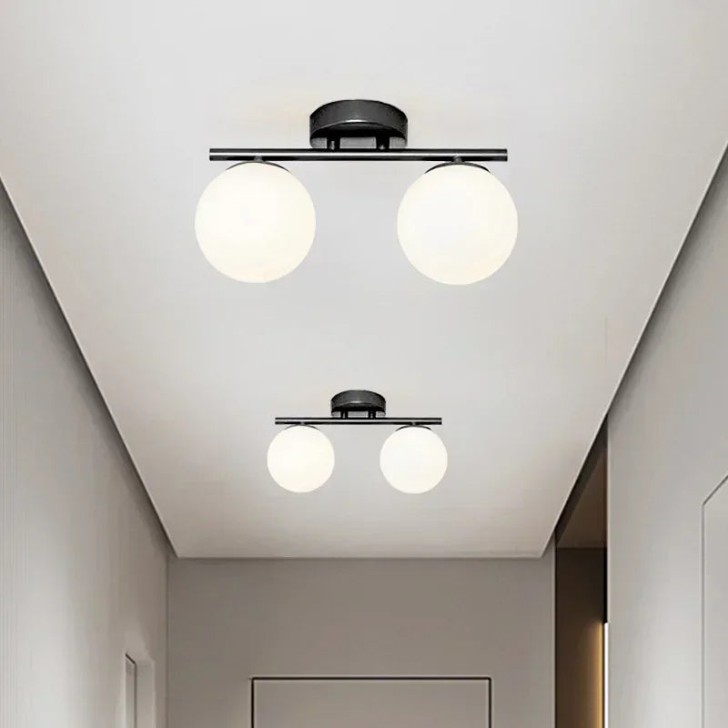 Cream Style Glass Ball Ceiling Light for Living & Corridor Spaces