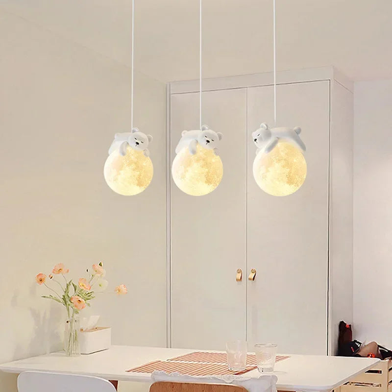 Adorable Nordic Little Bear & Rabbit LED Pendant Lamp Perfect for Kids’ Rooms
