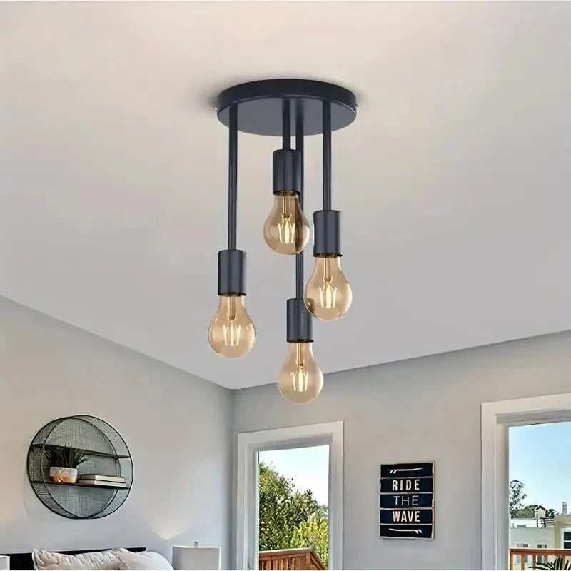 Stunning Black & Gold Ceiling Chandelier Perfect for Hallways & Bedrooms