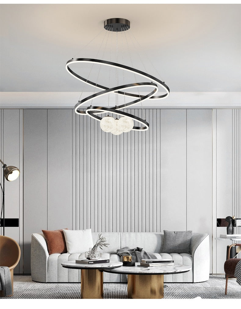 Modern Minimalist LED Ceiling Chandelier for Living Room, Bedroom, or Dining Room