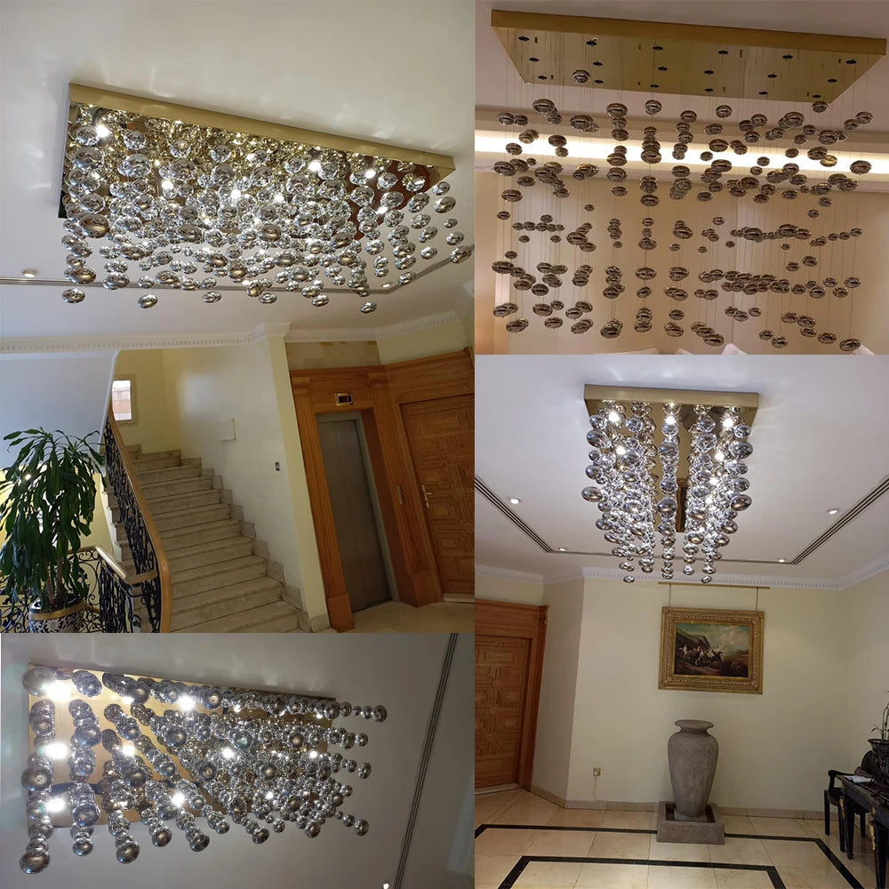 Modern LED Bubble Chandelier Chrome Ball For Dining Room