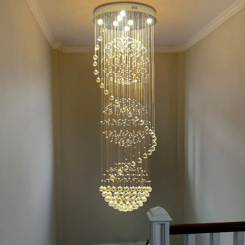 Spiral Ball Drop Chandelier for Hotels & Luxury Homes