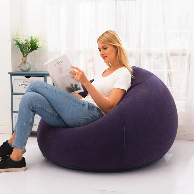 Large Lazy Inflatable Sofa Chair: Ultimate PVC Lounger & Bean Bag for Cozy Living Spaces