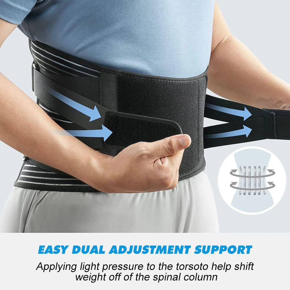 Ultimate Back Brace: Adjustable Support Belt for Men & Women – Alleviate Lower Back Pain with 6 Stays and Anti-Skid Lumbar Support!