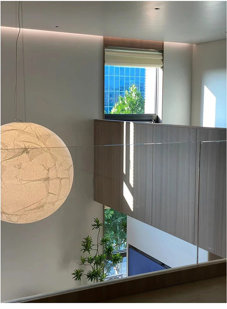 Nordic Moon Chandelier LED Paper Ball Pendant Lamp for Living Room, Bedroom & Kids’ Space Decor