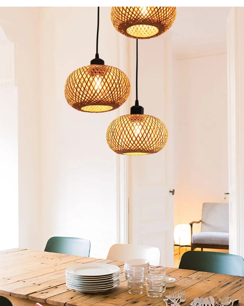 Handmade Bamboo Hanging Light Perfect for Dining Rooms, Bedrooms & More