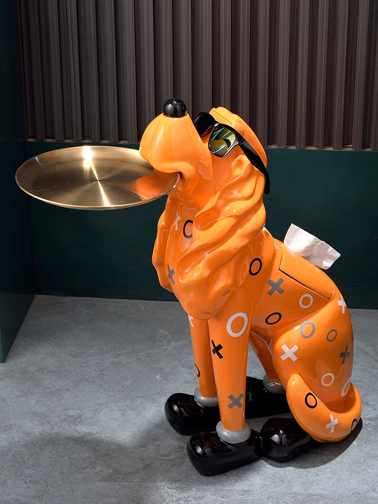 Stylish 70cm Large Dog Floor-Standing Tray Ornaments - Tissue Box & Sofa Side Home Accessories - Perfect Housewarming Gift!