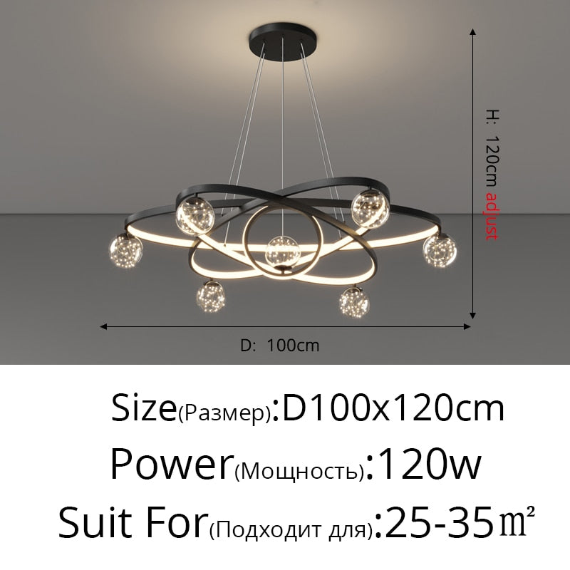Modern Minimalist LED Ceiling Chandelier for Living Room, Bedroom, or Dining Room