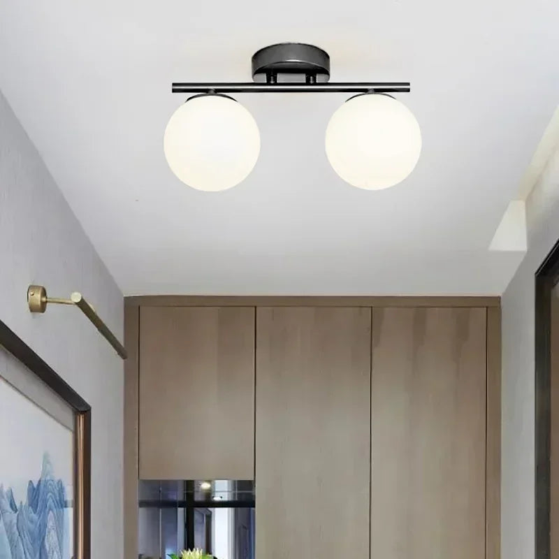 Cream Style Glass Ball Ceiling Light for Living & Corridor Spaces