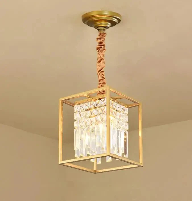 Stylish Small Crystal Chandelier Gold & Black Lustre Lighting for Bedroom & Study