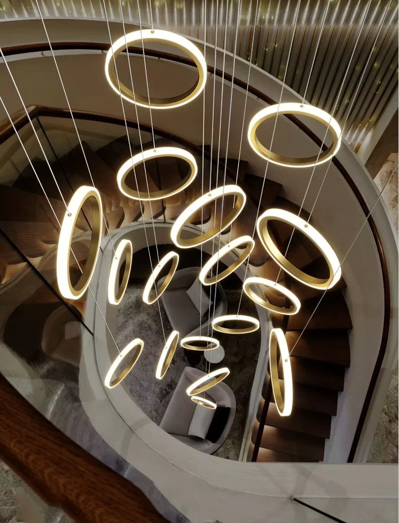 Chic Circular Pendant Lamp Ideal for Stairs and Indoor Decor