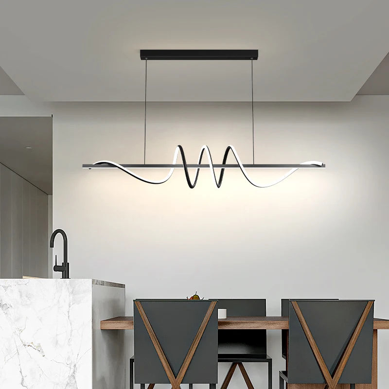 Sleek & Stylish Wavy LED Chandelier Perfect for Any Space